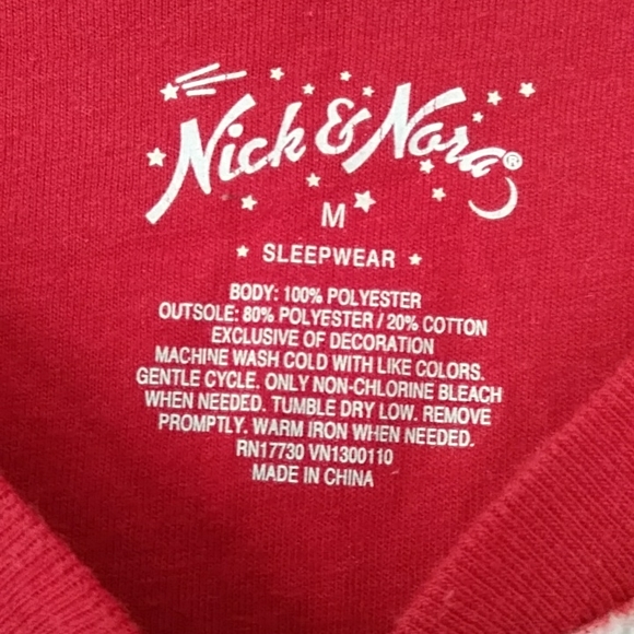 Nick & Nora One Piece Stripes Monkey Footed Pajama Medium Red White - Picture 2 of 16